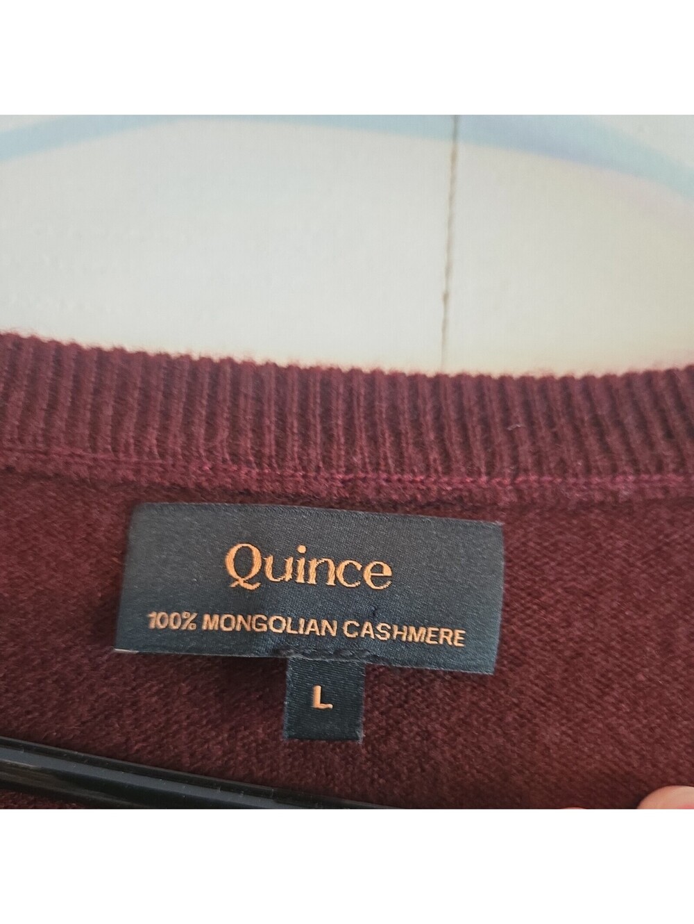 Quince 100% Mongolian Cashmere V Neck Knit Sweater Preppy Academia Womens? Sz L - Picture 3 of 5